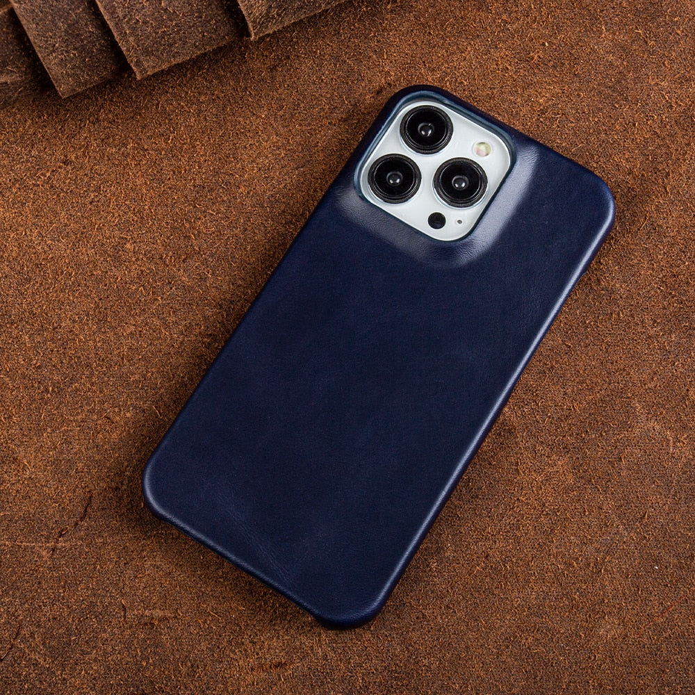 Premium Full-Grain Leather iPhone Case with MagSafe – Shock-Absorbent Protection for iPhone 11-17 Models