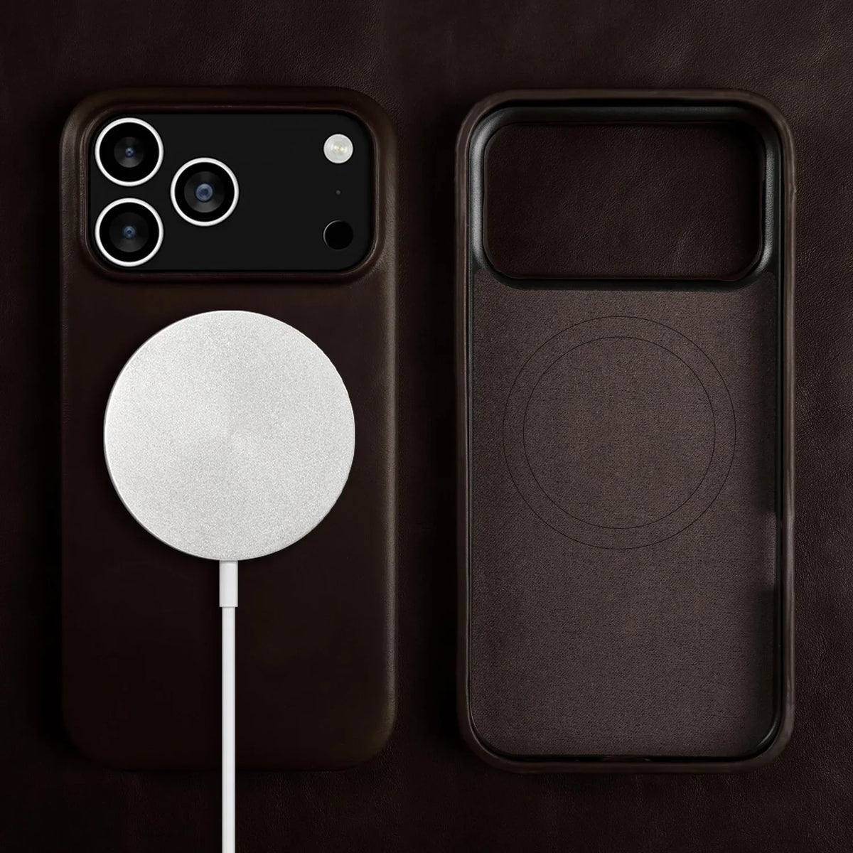 Premium Full-Grain Leather iPhone Case with MagSafe – Shock-Absorbent Protection for iPhone 11-17 Models