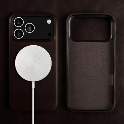 Premium Full-Grain Leather iPhone Case with MagSafe – Shock-Absorbent Protection for iPhone 11-17 Models