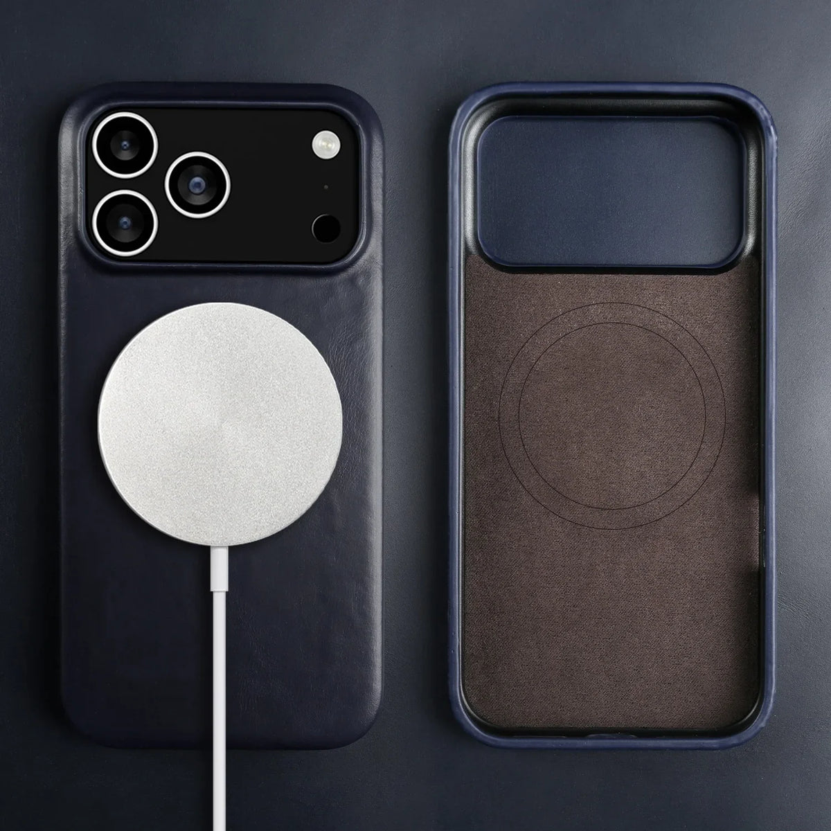 Premium Full-Grain Leather iPhone Case with MagSafe – Shock-Absorbent Protection for iPhone 11-17 Models
