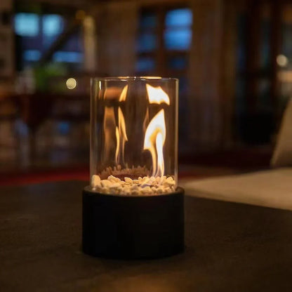 Vintage Flame Oil Lamp – Classic Tabletop Lantern with Glass Hurricane Shade for Dining Room & Living Room Ambiance