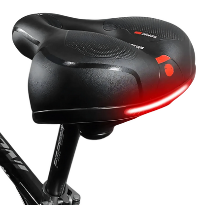 Memory Foam Bike Seat with Dual Suspension for Road, Mountain & City Bikes – Padded Comfort Saddle with Reflective Strips & Honeycomb Grip
