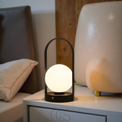 Cordless LED Sphere Table Lamp – Touch Dimming, Rechargeable USB Night Light for Bedroom Living Room Patio – Portable Indoor Outdoor