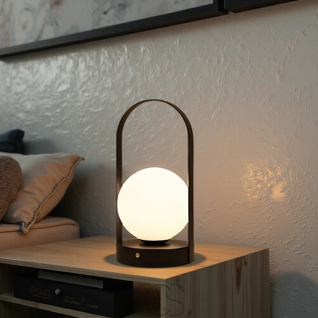 Cordless LED Sphere Table Lamp – Touch Dimming, Rechargeable USB Night Light for Bedroom Living Room Patio – Portable Indoor Outdoor