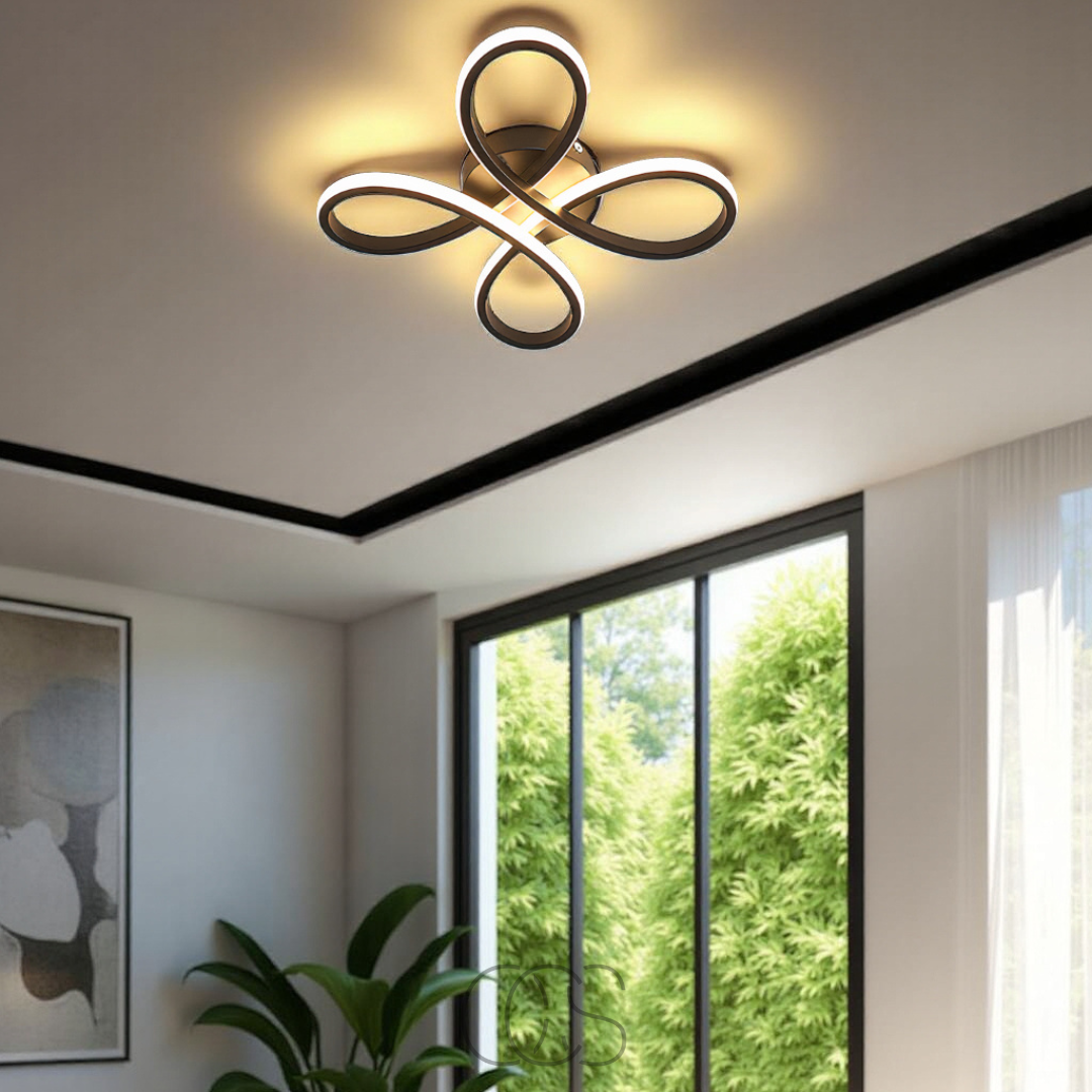 Dimmable LED Clover Ceiling Light - Adjustable Color Temperature & Brightness for Living Room, Bedroom, Hallway