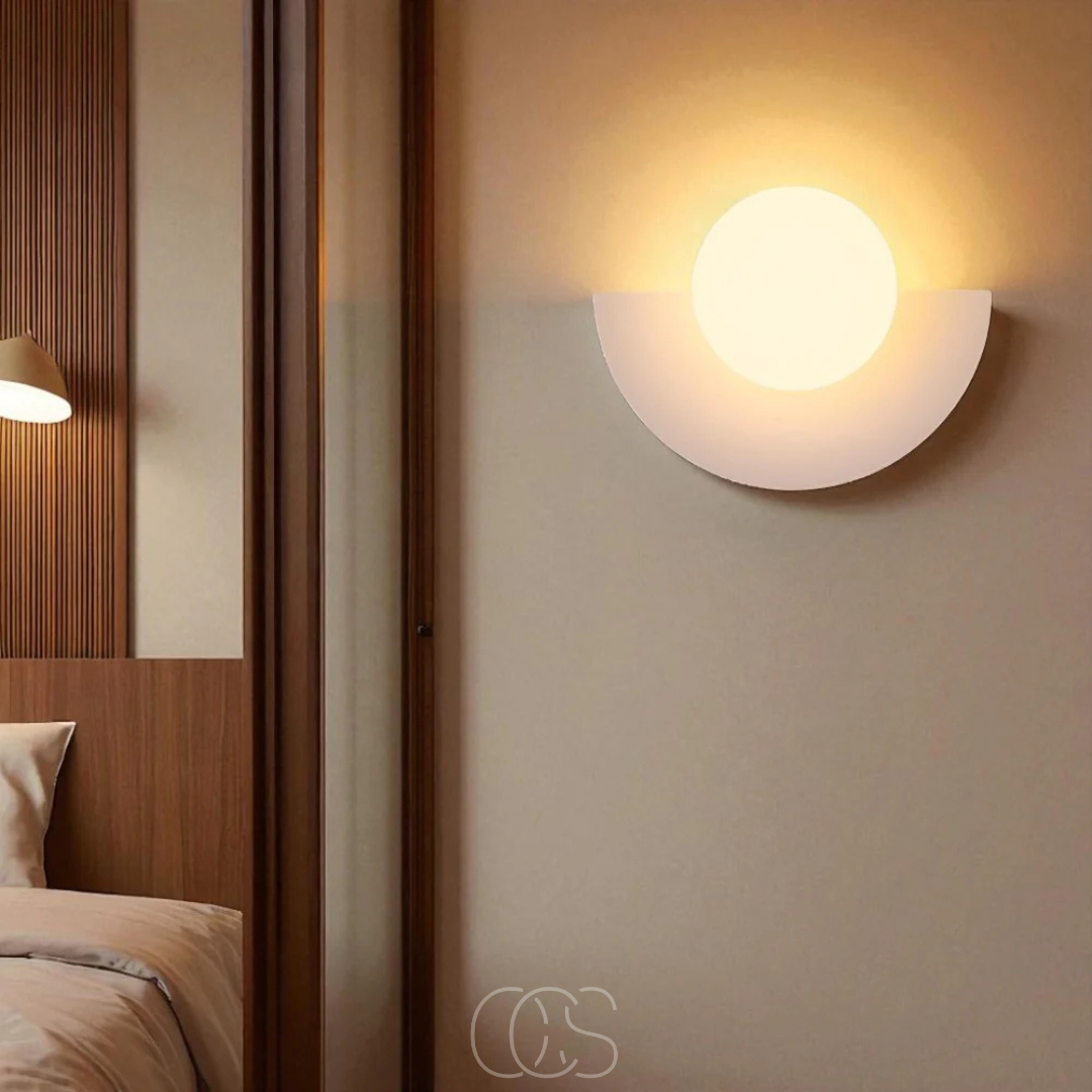 Dimmable Half-Round LED Wall Sconce – Scandinavian Style Fixture for Living Room, Bedroom, Hallway – Modern Minimalist Accent Lighting