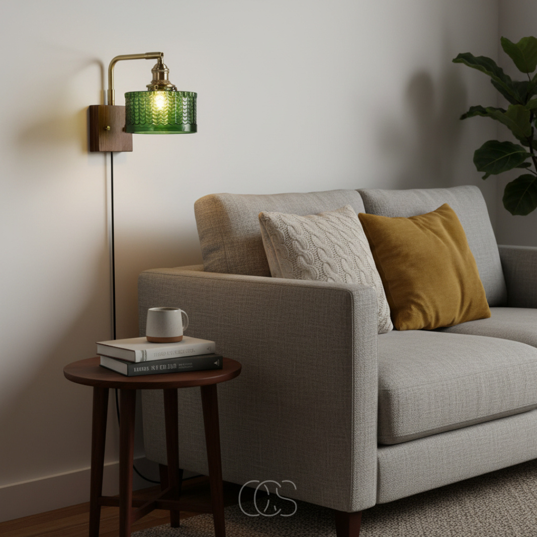 Classic Wall Sconce with Glass Shade & Metal Frame for Living Room, Bedroom & Hallway - Vintage-Style LED Compatible Fixture for Home Decor