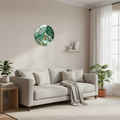 Marble Effect Silent Wall Clock 12 Inch Non-Ticking Decorative Modern Acrylic Round Clock for Living Room Bedroom Home Office