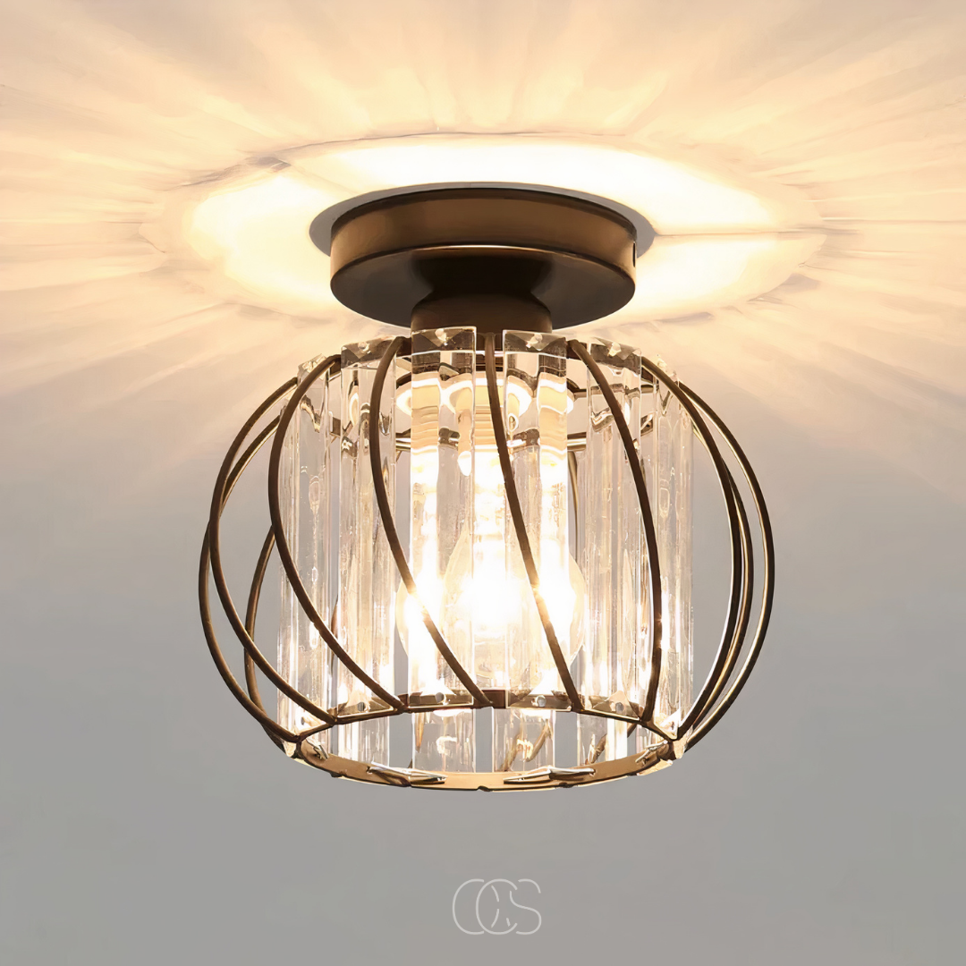 Glass Flush Mount Ceiling Light Fixture 9 Inch for Bedroom Hallway Bathroom E26 Socket Modern Semi Flush Ceiling Lamp Small Round Metal &