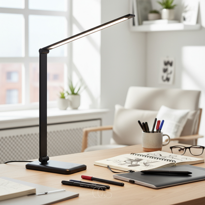 Adjustable LED Desk Lamp with Touch Control & Wireless Charging – Flicker-Free Reading Light for Home Office, Study & Workspace