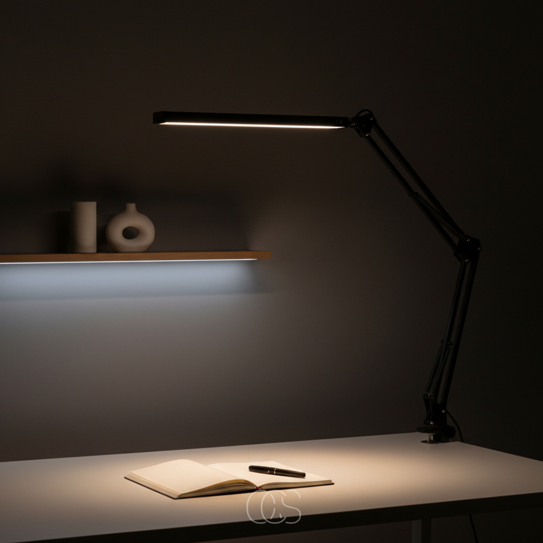 Adjustable Clamp-On LED Desk Lamp with Eye Care Technology & 360° Flexible Arm for Office, Reading, Crafting