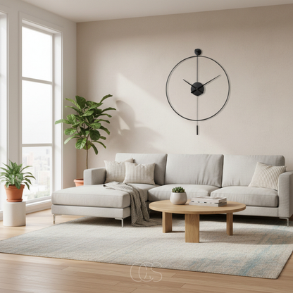 20-Inch Silent Metal Wall Clock with Pendulum for Living Room & Bedroom