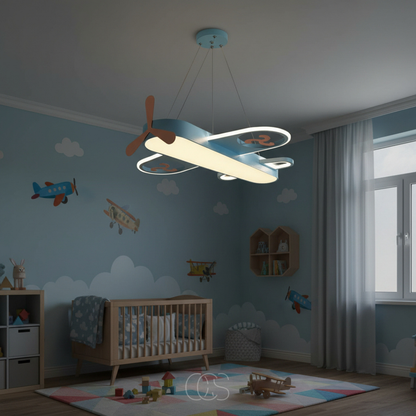 Dimmable Airplane Pendant Light for Kids Room with Adjustable Cable and Integrated LED