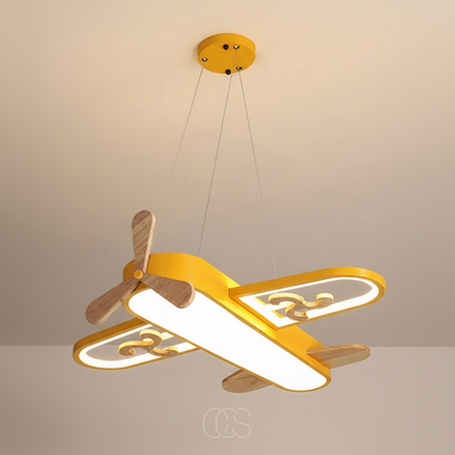 Aviation-Themed Kids Room Hanging Light Fixture 22×20 in Acrylic Iron Adjustable Brightness LED Nursery Playroom Overhead Illumination Yello