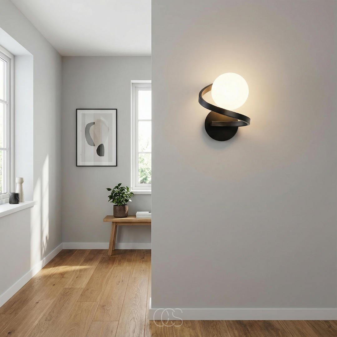 Modern Glass Globe Wall Sconce – Frosted Sphere Light with Metal Frame for Bedroom, Bathroom & Living Room – IP44 Rated G9 Fixture