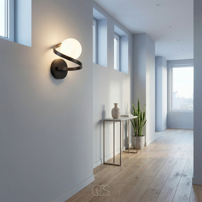 Modern Glass Globe Wall Sconce – Frosted Sphere Light with Metal Frame for Bedroom, Bathroom & Living Room – IP44 Rated G9 Fixture