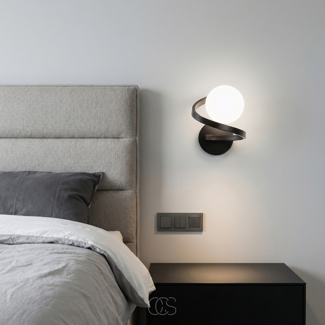 Modern Glass Globe Wall Sconce – Frosted Sphere Light with Metal Frame for Bedroom, Bathroom & Living Room – IP44 Rated G9 Fixture