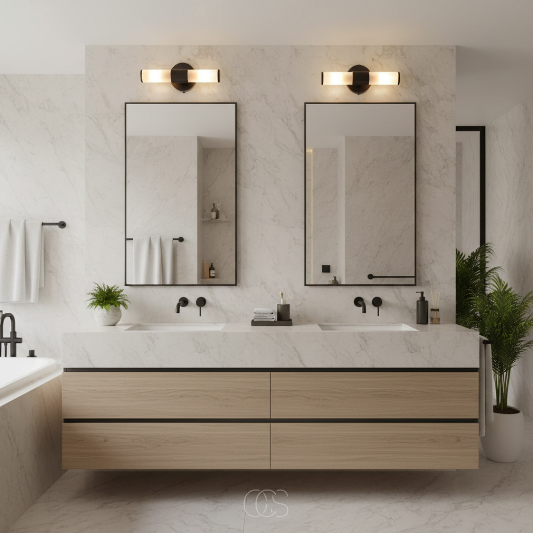 Dual-Beam Bathroom Wall Light with Frosted Glass Shade – Up & Down Lighting for Modern Bathrooms