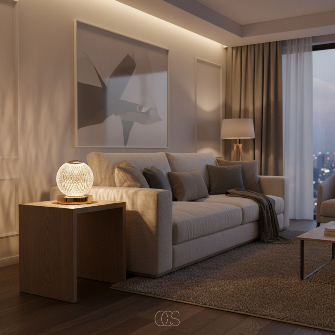 Cordless LED Crystal Globe Table Lamp - Touch Control Dimmable Accent Light with 3 Color Temperatures - Rechargeable Battery Operated