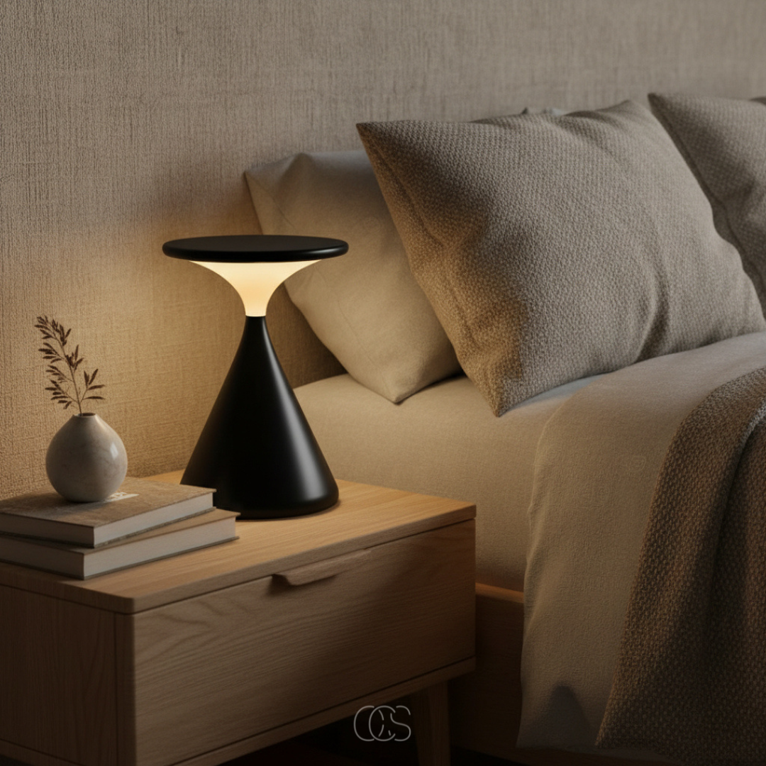 Rechargeable Cordless LED Table Lamp with Touch Dimmer Control and Hourglass Design for Bedroom, Living Room & Patio