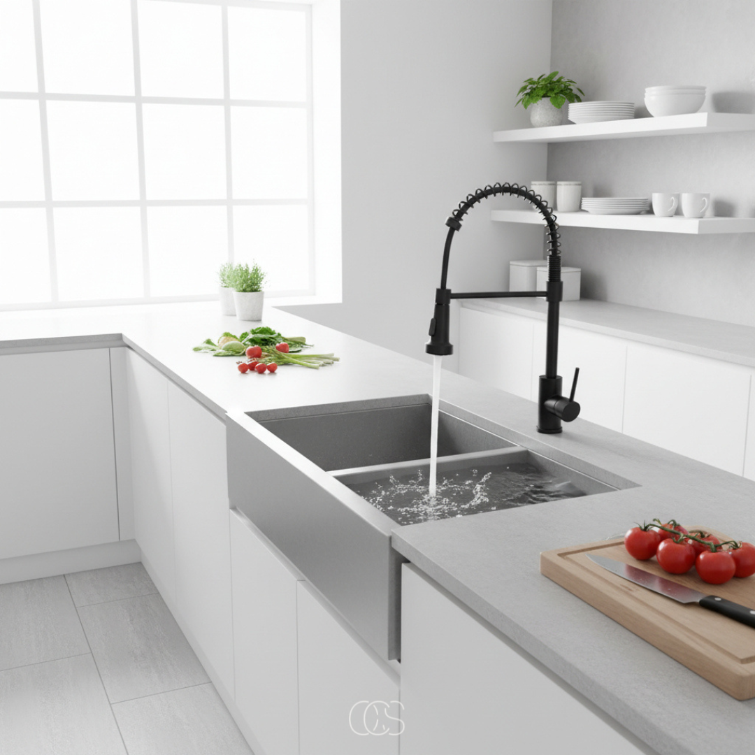 Pull-Down Kitchen Faucet with Dual-Spray Head & 360° Swivel Spout | Commercial-Style Single Handle | Brushed Nickel Stainless Steel