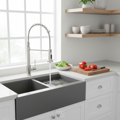 Pull-Down Kitchen Faucet with Dual-Spray Head & 360° Swivel Spout | Commercial-Style Single Handle | Brushed Nickel Stainless Steel