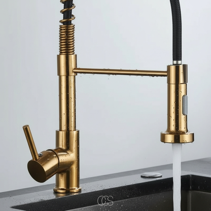 Pull-Down Kitchen Faucet with Dual-Spray Head & 360° Swivel Spout | Commercial-Style Single Handle | Brushed Nickel Stainless Steel