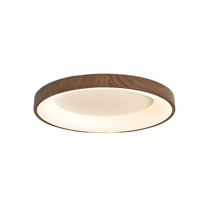 Round Flush Mount Light Fixture Wood Grain Finish 14-24 inch LED for Bedroom Living Room Hallway Modern Low Profile