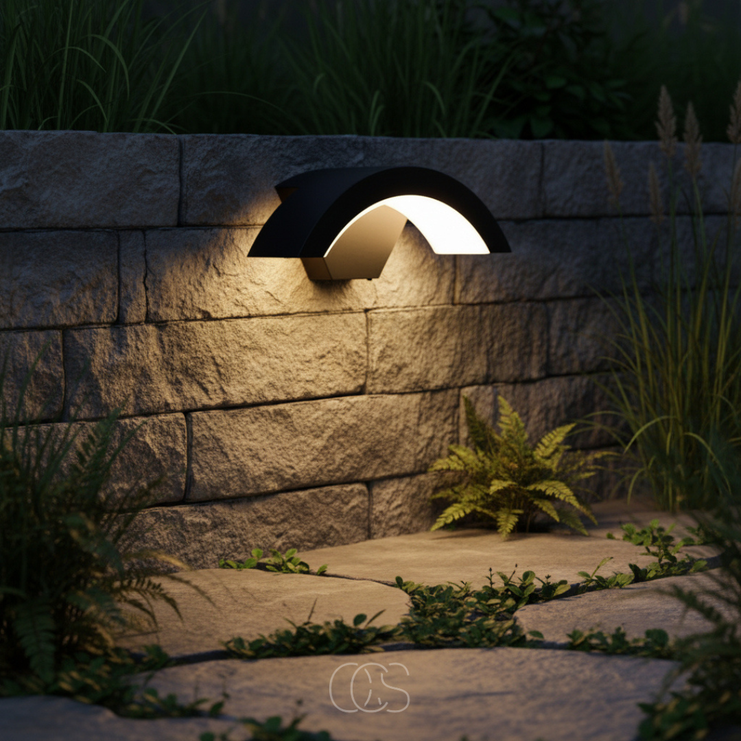 Motion-Activated Outdoor Wall Light with Up & Down Beam – Half-Arch Aluminum Sconce for Porch, Front Door & Patio