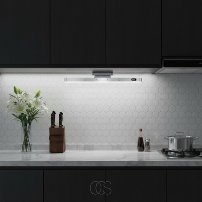 Rechargeable Magnetic LED Under Cabinet Light with Remote Control - Wireless Battery Powered Bar Light for Kitchen, Closet, Hallway & Stairs