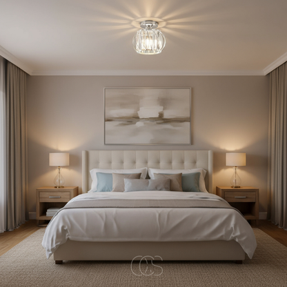 Glass Flush Mount Ceiling Light Fixture 9 Inch for Bedroom Hallway Bathroom E26 Socket Modern Semi Flush Ceiling Lamp Small Round Metal &