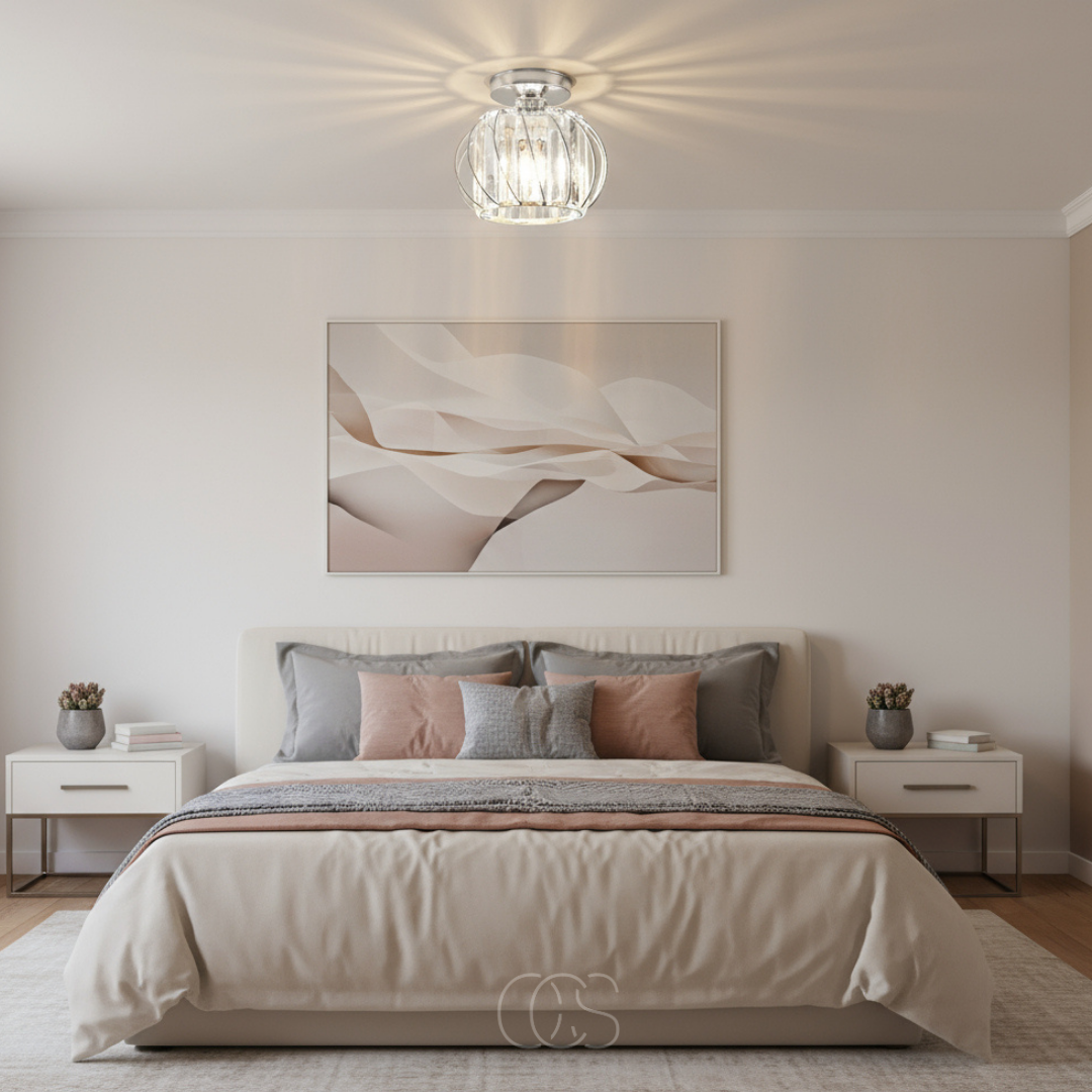 Glass Flush Mount Ceiling Light Fixture 9 Inch for Bedroom Hallway Bathroom E26 Socket Modern Semi Flush Ceiling Lamp Small Round Metal &