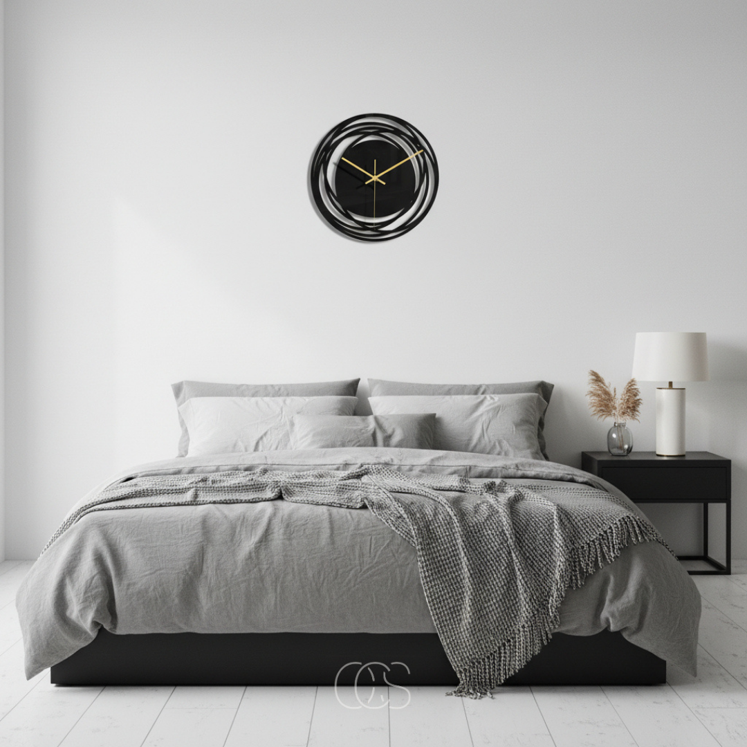 12-Inch Silent Wall Clock Black Round Modern Non-Ticking Quartz for Living Room Bedroom Kitchen Office