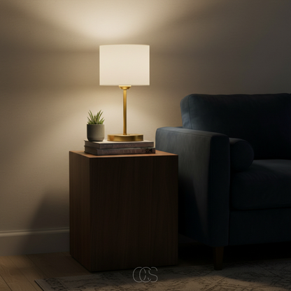 Modern Fabric Shade Table Lamp with Metal Base – Elegant Accent Lighting for Bedroom, Living Room & Office