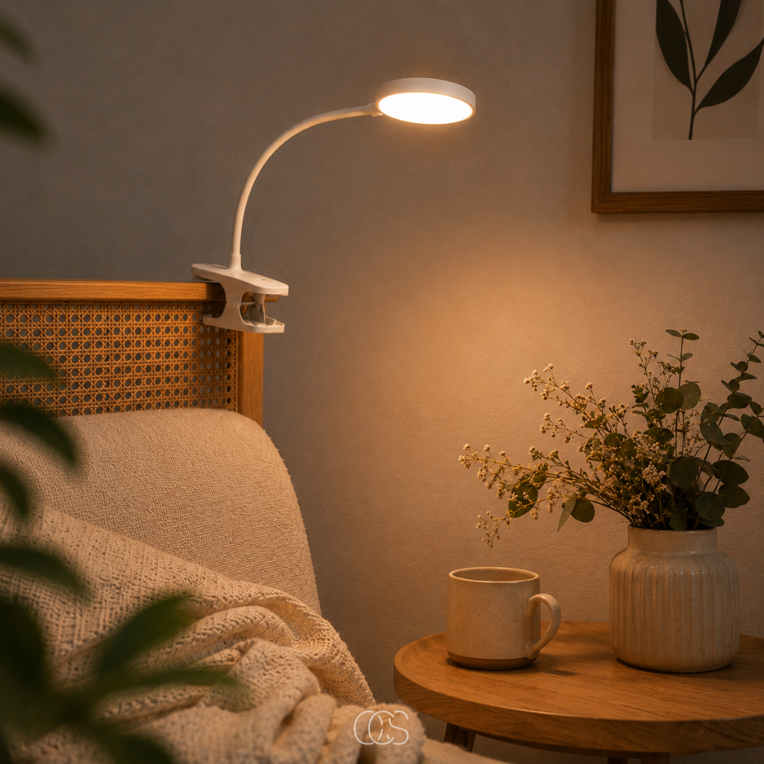 Rechargeable Clip-On LED Reading Light with 360° Flexible Gooseneck for Bedside, Desk & Book Lamp Use