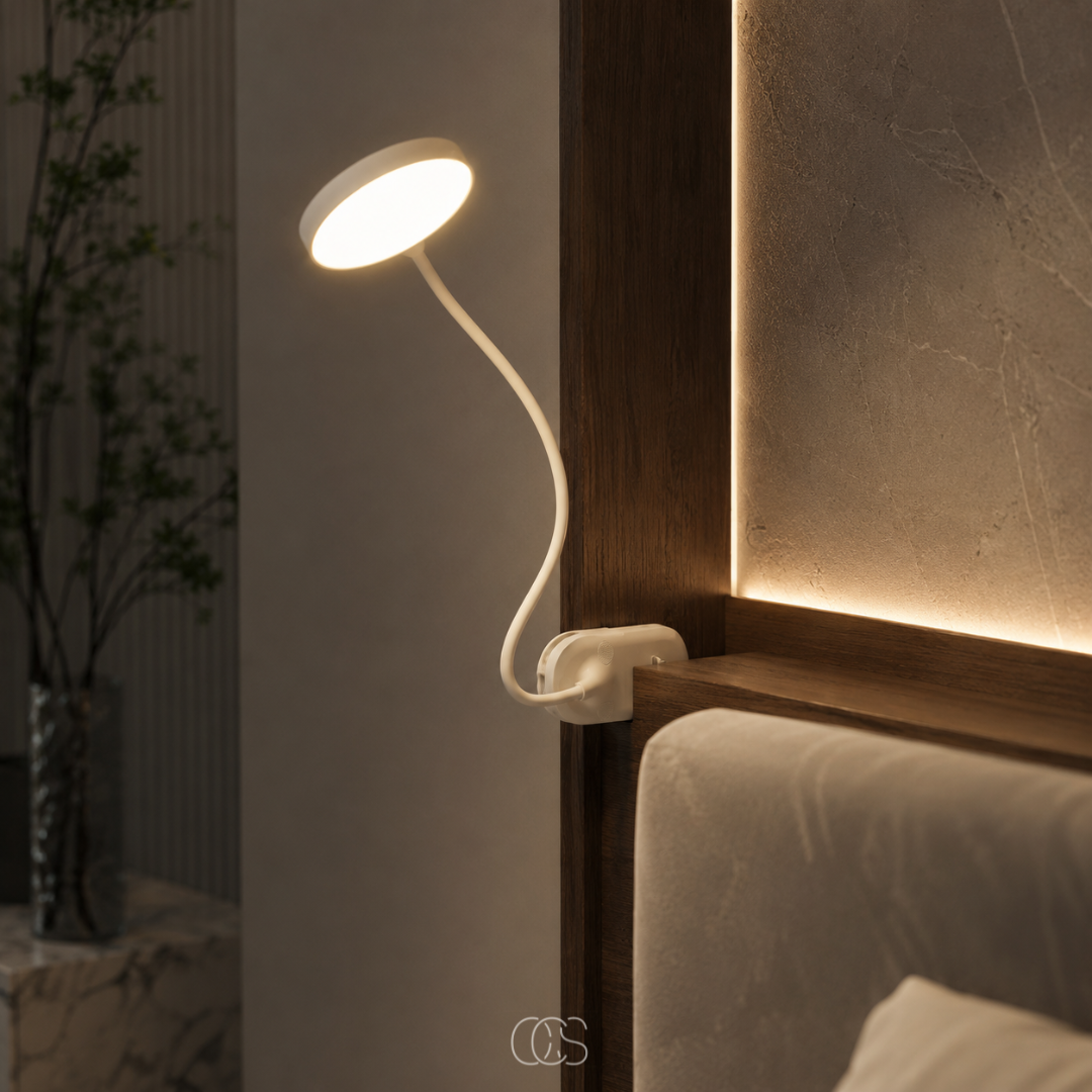 Rechargeable Clip-On LED Reading Light with 360° Flexible Gooseneck for Bedside, Desk & Book Lamp Use