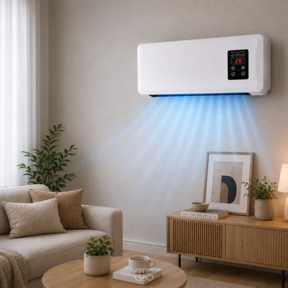 Wall-Mounted Heater Fan with Built-In Clothes Drying Rack & Remote Control for Bathroom Bedroom