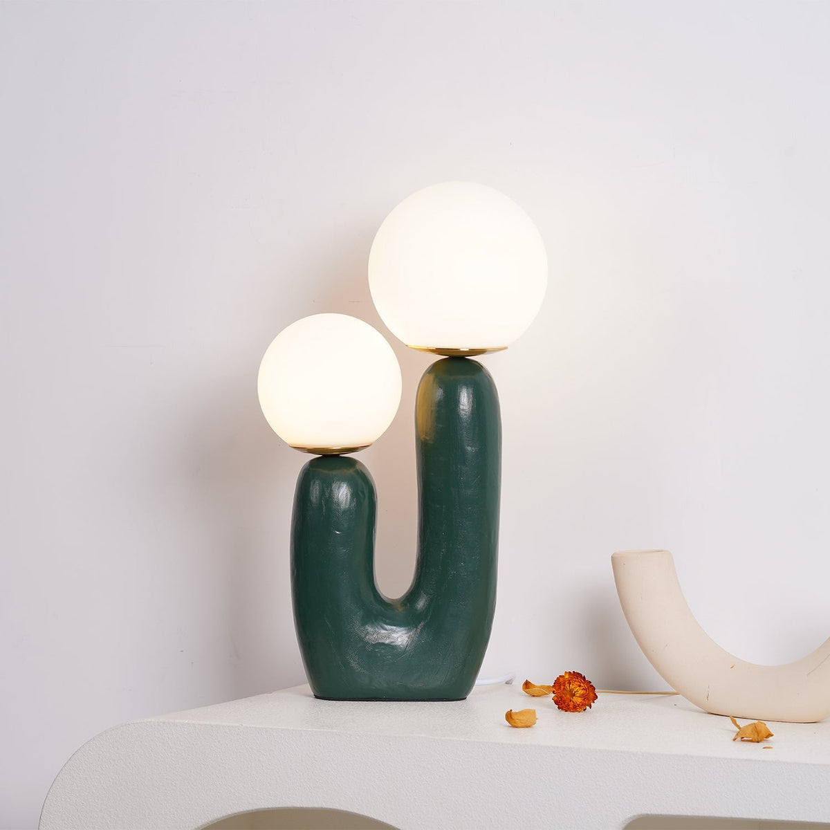 Contemporary G9 Bedside Lamp with Glass Shade 10 in Diameter Sculpted Polymer Desktop Lighting for Home Office Bedroom Nightstand Reading