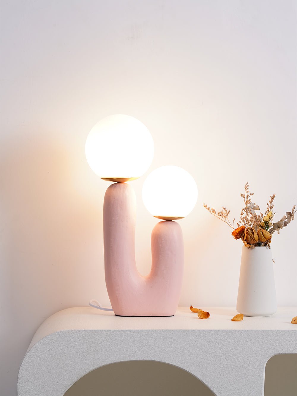 Contemporary G9 Bedside Lamp with Glass Shade 10 in Diameter Sculpted Polymer Desktop Lighting for Home Office Bedroom Nightstand Reading