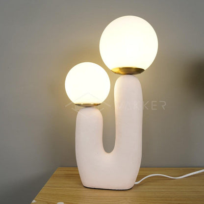 Contemporary G9 Bedside Lamp with Glass Shade 10 in Diameter Sculpted Polymer Desktop Lighting for Home Office Bedroom Nightstand Reading