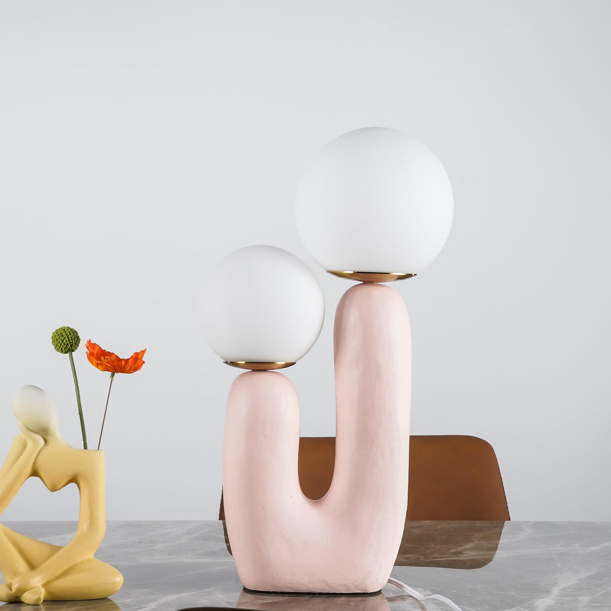 Contemporary G9 Bedside Lamp with Glass Shade 10 in Diameter Sculpted Polymer Desktop Lighting for Home Office Bedroom Nightstand Reading