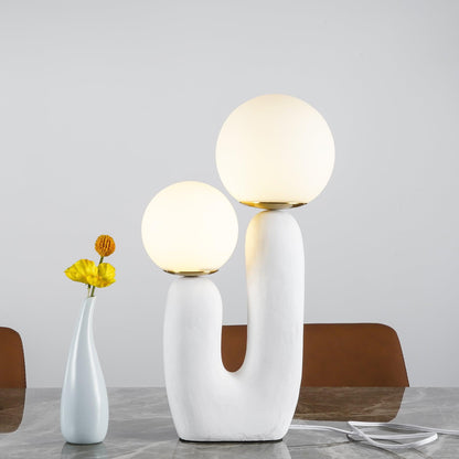 Contemporary G9 Bedside Lamp with Glass Shade 10 in Diameter Sculpted Polymer Desktop Lighting for Home Office Bedroom Nightstand Reading