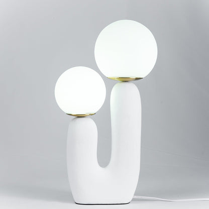 Contemporary G9 Bedside Lamp with Glass Shade 10 in Diameter Sculpted Polymer Desktop Lighting for Home Office Bedroom Nightstand Reading