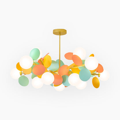 Sculptural Glass Globe Overhead Light with Branching Arms for Dining Room & Living Space — Dimmable LED Cluster Fixture in White, Green or M