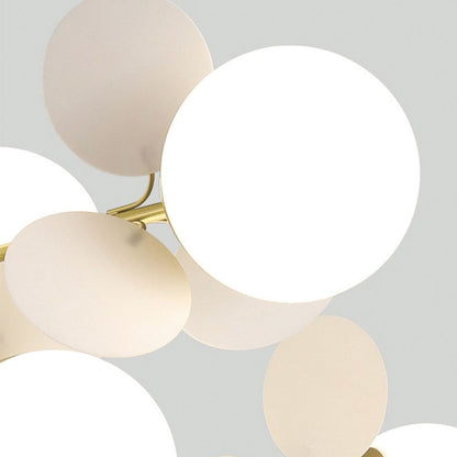 Sculptural Glass Globe Overhead Light with Branching Arms for Dining Room & Living Space — Dimmable LED Cluster Fixture in White, Green or M