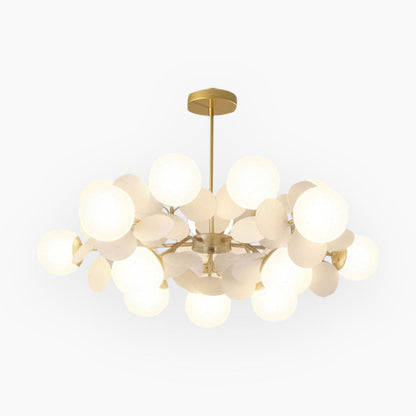Sculptural Glass Globe Overhead Light with Branching Arms for Dining Room & Living Space — Dimmable LED Cluster Fixture in White, Green or M
