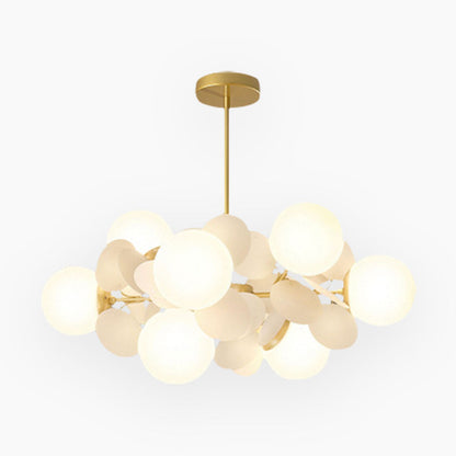 Sculptural Glass Globe Overhead Light with Branching Arms for Dining Room & Living Space — Dimmable LED Cluster Fixture in White, Green or M