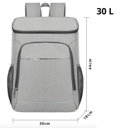 Insulated Backpack Cooler 30L Gray Hands-Free Thermal Bag for Hiking Beach Camping Picnics Keeps Food Cold 16 Hours Waterproof Daypack