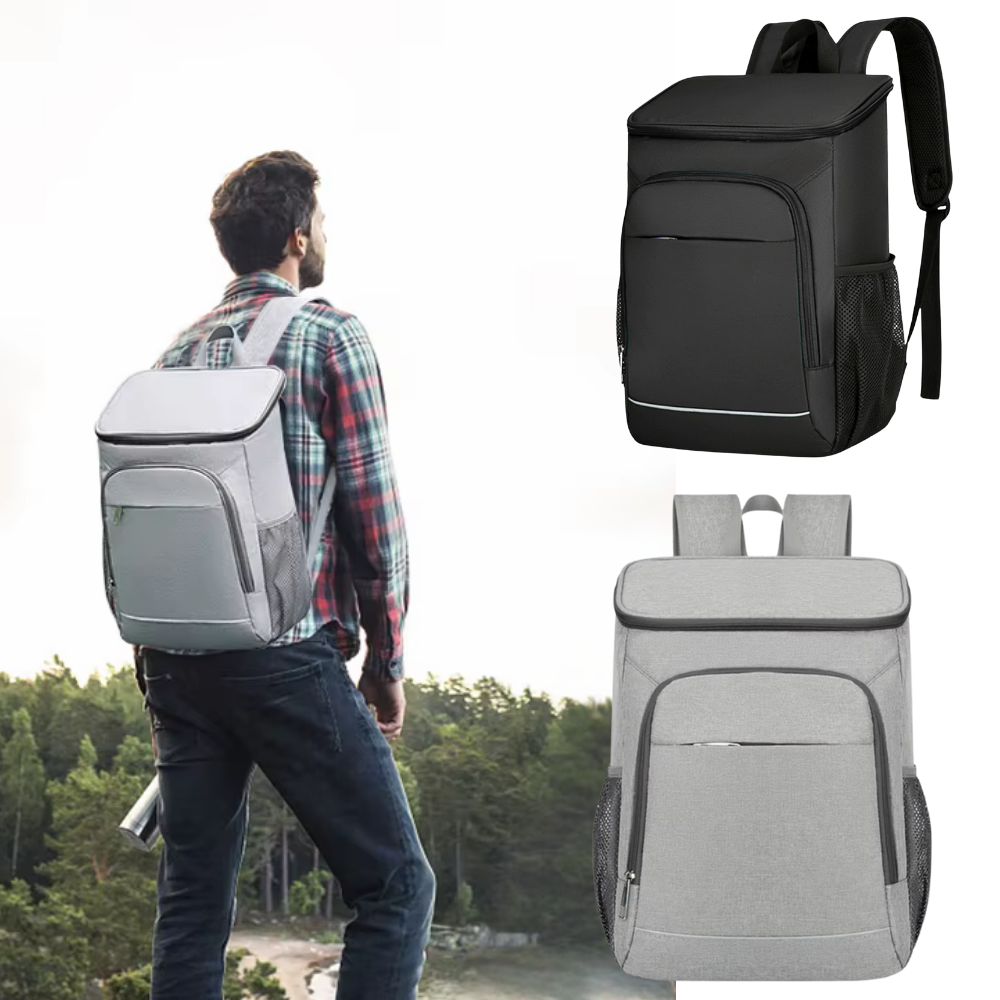 Insulated Backpack Cooler 30L Gray Hands-Free Thermal Bag for Hiking Beach Camping Picnics Keeps Food Cold 16 Hours Waterproof Daypack