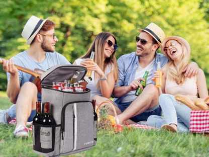 Insulated Backpack Cooler 30L Gray Hands-Free Thermal Bag for Hiking Beach Camping Picnics Keeps Food Cold 16 Hours Waterproof Daypack